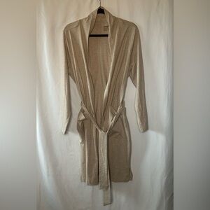 Pact Organic Cotton Wrap Robe Oatmeal Belted Lounge Sleepwear Women M Soft